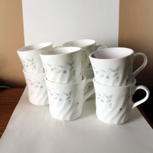Corelle  English Meadow Flat Cups/ Mugs 8 Pieces - Picture 1 of 2